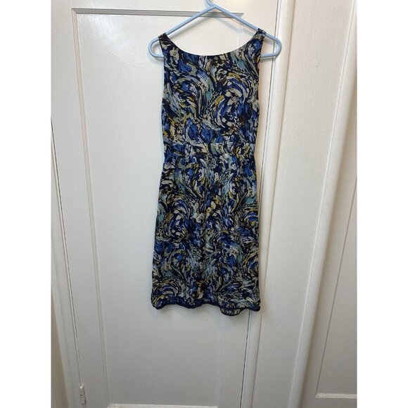 Moulinette Soeurs Anthropologie Blue Silk Oak Apple Faux Wrap Dress Sz 6 EUC - Picture 5 of 7